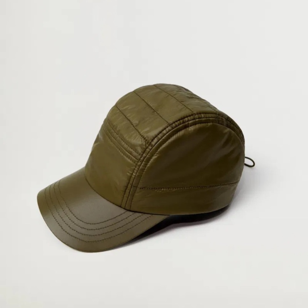 MANGO Quilted Adjustable Cap Olive Green Khaki